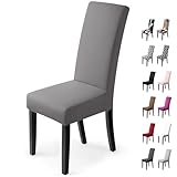 Stuhlhussen 4 Stück, Stretch-Stuhlbezug elastische moderne Husse Elasthan Stretchhusse Stuhlbezug Stuhlüberzug . bi-elastic Spannbezug, sehr pflegeleicht und langlebig Universal (4 Stück, Grau)-J