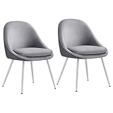 VASAGLE Esszimmerstuhl 2er Set, Küchenstuhl, bis 120 kg belastbar, Kissen mit 5,5 cm dickem Schaumstoff gepolstert, nach außen stehende Beine, für Büro Wohnzimmer, Taubengrau-wolkenweiß KDC184G02