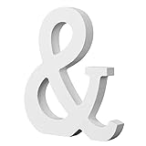 10cm Stehende Holzbuchstaben, leichte Naturholz-Alphabet-Buchstaben Große Holzbuchstaben zum Basteln, unbehandelte Holzdekorationen für Zuhause, Wand, Party, Dekoration, DIY-Projekte (&, Weiß)