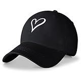 HeyCaps Baseball Cap Damen mit Herzförmiges Stickmuster Baumwolle Mütze Verstellbarem Kappe Outdoor Sports Cap