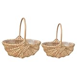 Lurrose 2 Stück Handgewebte Blumenhalter Rattan Körbe mit Henkel Natürliche Blumenkörbe für Hochzeiten Partys und Dekoration Vielseitig für Echte und Künstliche Blumen Umweltfreundlich