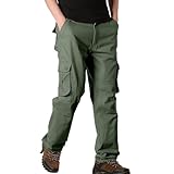 Herren-Arbeitshose, Wandern, Cargohose, sechs Taschen, Outdoor, Ripstop, mehrere Taschen, atmungsaktive Baumwollhose, Arbeitshose, Cargohose für Herren, grün, 48