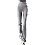Ruowuhen Flared Leggings Damen Yogahose Schlaghose Hohe Taille Sporthose Bootcut Jogginghose Jazzpants Fitnesshose Grau S