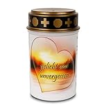 Kunststoff - LED Motiv - Grabkerze mit Flackerlicht, Brenndauer ca. 200 Tage, incl. Batterien und 6 Stunden Timer (Herz, weiß)