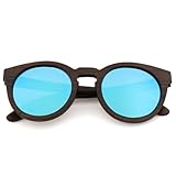 WooodCaseA Retro-Sonnenbrille aus Bambus, modische und klassische Farben, polarisierte Brillen, UV400, Eisblau