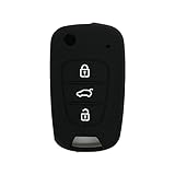 BROVACS Schlüssel Hülle Kompatibel mit Hyundai Kia 3 Tasten Flip Fernbedienung - Silikon Schutzhülle Schlüsselhülle Cover in Schwarz (CV2152BK)