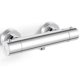 Namuoto Duscharmatur mit Thermostat Aufputz Brausethermostat, Thermostat Dusche Mischbatterie mit 38 °C Sicherheitstaste, Duscharmaturen Laiton Chrom