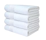 Pacific Linens Badetücher, 68,6 x 137,2 cm, 4er Pack Luxuriöse 100% Baumwolle Hotel und Spa, saugfähig 600 GSM weiß