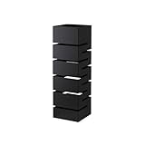 Baroni Home Schirmständer mit modernem Design aus Metall mit geometrischer Schnitzerei - Schirmständer mit Haken und abnehmbarem Auffangfach für Heim- und Bürodekoration, Taupe, 15,5x15,5x49 cm