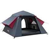 Yafaca Camping Zelt, 3 Personen Pop Up Zelt Große Wasserdicht Automatisches Wurfzelt mit 2 Regendichten Fenstern, 2 Schichten Kuppelzelt mit Abnehmbare Außenschicht, Zelt für Camping Familien