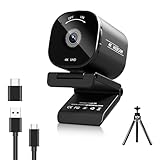 Nisheng 4K Webcam mit 2 Mikrofon mit Geräuschunterdrückung, Privatsphäre, Stativ, 73° AutoFocus Webkamera, Plug and Play, 4K USB Webcam für PC/Mac/Laptop/Xbox/Teams/Zoom/OBS