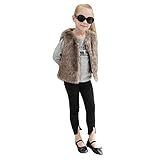 Kunstpelz Fellweste Kinder Mädchen, Kleinkind Baby Kinderfellweste Ärmellose-Pelzmantel Zotte Fleece Outwear, Herbst Winter Warmer Kunst-Pelzweste Kinder Gilet Vest (Brown, 150)