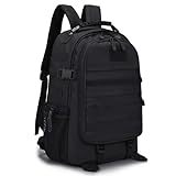 VINBAGGE Rucksack Molle Taktische Motorrad Wanderrucksack Outdoor Wasserdicht Trekkingrucksack 35L/40L Campus Daypack Jagdrucksack Schulrucksack mit USB-Anschluss für Jungen Herren - Schwarz