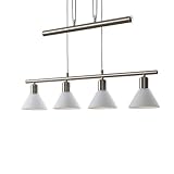 Lindby Hängelampe 4 flammig, höhenverstellbar Esstisch Pendelleuchte Glas Metall Hängeleuchte für Esszimmer Wohnzimmer Balkenpendelleuchte Glasleuchte
