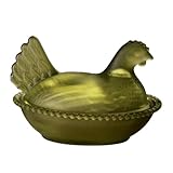 kwoifioy Glaskristall Hühnerform Süßigkeitengerichte, kreative Huhn Obstschale mit Deckel, Tischdekoration, Dessertteller, Heimdekoration, Süßigkeitengläser mit Deckel, dekorativ