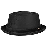 Stetson Wool Pork Pie Hut Herren/Damen - Porkpie Filzhut Made in Italy - Herrenhut mit Schurwolle und Baumwollfutter - Winterhut Größe 56 cm schwarz - Fedora Herbst/Winter