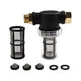 ZAMETTER Wasserfilter Gartenschläuche 3/10.2 cm Transparent Gartenschlauch Vorfilter Inline Wasserfilter System mit Mesh Sieb für Gartenschläuche Pumpe Teich Pool Ausrüstung