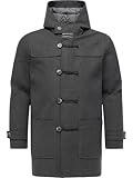 Ragwear Herren wetterfester atmungsaktiver Winter Kurzmantel warme lange Winterjacke Dufflecoat in Wollmantel-Optik mit Kapuze Duffie YOUMODO Dark Grey Gr. L