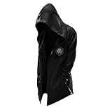 MYZTTZR Hugin and Munin,5XL, Wikinger Kapuze Strickjacke Retro Kostüm Gewänder 3D-Druck Nordischer Mythos Frühling Herbst Herren Jacken Neuheit Mittellang Umhänge