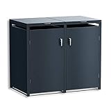 Metzler Mülltonnenbox in Anthrazit RAL7016 für 2 Tonnen, Container, Abfallbehälter, Tonnenhaus wetterfest, Tonnenbox, Mülltonnenverkleidung, abschließbar, Gartenbox, Müllbox 1320 x 1163 x 800 mm