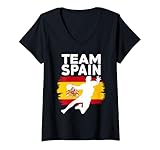 Damen Handball Spanien Trikot Handballspieler Handballspiel T-Shirt mit V-Ausschnitt