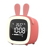 Kinderwecker - Digitaler Cartoon-Wecker mit LED-Nachtlicht, Schlaftrainer für Kinder | Wiederaufladbarer Wecker mit Snooze-Funktion, Timer & Schlummerlicht für Schlafzimmer, Nachttisch, Kinderzimmer