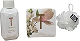 Ted Floral Bliss Duo-Set Seifenstück 90 g und Schaumbad je 50 ml, Mini-Reise mit gratis Beauty-Körperpuff (jede Farbe)