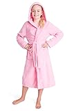 CityComfort Bademantel Kinder, Fleece Morgenmantel Teenager Mädchen für Schwimmbad Sauna Pool, Flauschig Hausanzug Rosa Lila, Geschenke für Kinder (Rosa, 9/10 Jahre)