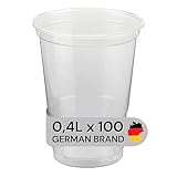 LogiPack GeRo Trinkbecher | Eichstrich 0,4l | Bierbecher Plastikbecher Einwegbecher aus Kunststoff PP (Polypropylen), Transparent klar | Ausschankbecher (100)