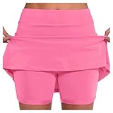 Rock Mit Hose Drunter, Rock Mit Hose Drunter Tennisrock Damen Elegant 2 In 1 Shorts Sommer Hosenrock Integriert Kurze Hosen Laufrock Wanderrock Sportrock Röcke Golfrock Skort Tennis Skirt, Heiße, XXL
