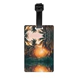 WZYWHJ Gepäckanhänger mit Palmen und abnehmbarem Armband, Reisehaken zur bequemen Identifizierung, leicht und personalisierbar in Visitenkartengröße