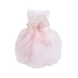 Hundekleid Hochzeitskleid für Hunde Luxus Welpenrock Hundekleidung Prinzessin Kleider Sommer Welpenkleider HundeHochzeit Abendkleider Fliege Kleider Bowknot Kleid für kleine Hundemädchen(S, Rosa)
