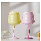 KUNANG farbige Weingläser Set von 2-15,8 oz langem Stamm Weinglas Rotweingläser für Rotwein, Weißwein, Champagner & Cocktails