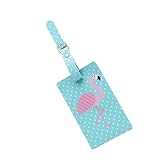 ibasenice Gepäckanhänger Flamingo Muster PVC mit Id Etikett und Befestigungsgurt für Reisegepäck
