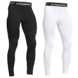 HYCOPROT 2er Pack Kompressionshose Herren Schnelltrocknende Laufhose Sport Baselayer Leggings Atmungsaktiv Baselayer Leggings Trainingshose Funktionsunterhose Tight Hose (Schwarz/Weiß, S)
