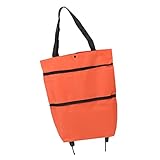 KAKAKE Faltbarer Einkaufswagen, Oxford-Stoff mit großer Kapazität, einfacher Transport-Einkaufswagen mit Rad für die Reise(Orange)