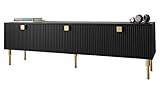 Mirjan24 TV Lowboard 180 Duconi 01 mit 3 Klappen/Türen, Fernsehschrank, gedämpftem Schließsystem, Metallfüße, Fernsehtisch, Sideboard, TV Tisch TV Schrank TV Bank (Schwarz)