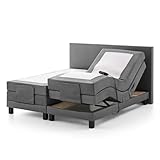 UNIVANDO Boxspringbett 200x200 elektrisch verstellbar mit Motor - 7 Zonen Taschenfederkernmatratze - TFK Härtegrad H2 - H3 Wendematratze - Boxspringbett mit verstellbarem Kopf-& Fußteil (grau)