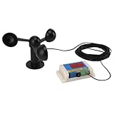 Topyond Windmesser,Windgeschwindigkeits Alarmgerät Mit 3 Lüfterflügeln,Turmdrehkran Anemometer,Windmesser Windmessgerät,USB,5V, Hohe Präzision,für Den Außenbereich, Intelligenter Alarm