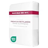 Clinotest Premium Bettlaken ohne Gummizug aus 100% Baumwolle 150x200 cm – Kochfestes Betttuch in Hotelqualität, nutzbar als Tischdecke, Fotohintergrund, Abdeckung & Decke - für Pflegeeinrichtungen