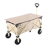 Robuster Campingwagen, 4 Räder, Allzweckwagen für Strand, Garten, Festivals & Events – Picknick-Transportwagen mit einfacher Manövrierbarkeit