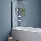 IDMarket - Badewannenabtrennung, 1 Klappe, 80 x 140 cm, mit Profil aus silberfarbenem Aluminium