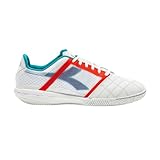 Diadora Brasil Sala Cup Herren Hallenfußballschuhe – weiches Leder innen, atmungsaktives Mesh-Außenmaterial, optimaler Halt für Futsal, weiß/marineblau, 40 EU