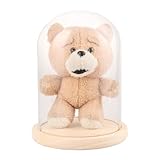 AKOLAFE Glasglocke mit Holzboden 21cm Hoch Glaskuppel Deko 17cm Durchmesser Glashaube Glasglocke Transparent Glasglocke Deko für Puppen, Kerzen, Sammlerstücke