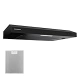 HEINNER CH-MD190BK Dunstabzugshaube, 60 cm, Saugleistung 190 m³/h, 2 Geschwindigkeitsstufen, leise LED-Beleuchtung, waschbarer Aluminiumfilter, schlankes schwarzes Finish