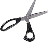 Yrlehoo Zackenschere Stoffschere Zick Zack Schere für Hobbyschneider Edelstahl Stoffe Schneiderschere Profi Papierschere Bastelschere, schwarz