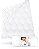 Kinder-Bettdecke 100x135 VERDA, 𝐅𝐥𝐚𝐮𝐬𝐜𝐡𝐢𝐠𝐞 Winterdecke, Öko-Tex zertifiziert, Nachhaltige Baby Steppdecke, Atmungsaktiv & thermoregulierend, 100 x 135 cm Winter Blanket für Allergiker