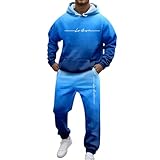 Generisch 2025 Herrenanzüge für den Alltag und bequemeres, locker sitzendes Hoodie-Set, perfekt für alle Jahreszeiten, stilvolles und vielseitiges Outfit für jeden Anlass (Blue, XXL) Winter