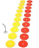 SPORTIKEL24 Markierscheiben 20er-Set – elastisch & bruchsicher, mit Tragehalter – Trainingshilfe für Agility, Hund, Fußball & Sport – Gelb/Rot