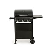 CREATE BBQ GAS Burner 3 Brenner Gasgrill und Klapptisch / Zündung mit Knopf, große Kochfläche, Warmhalterost, 9kW